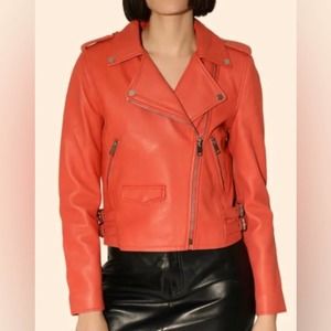 Women's Red Leather Jacket